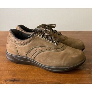 SAS Walk Easy Womens 10 W Brown Suede Leather Lace Up Comfort Walking Shoes $220